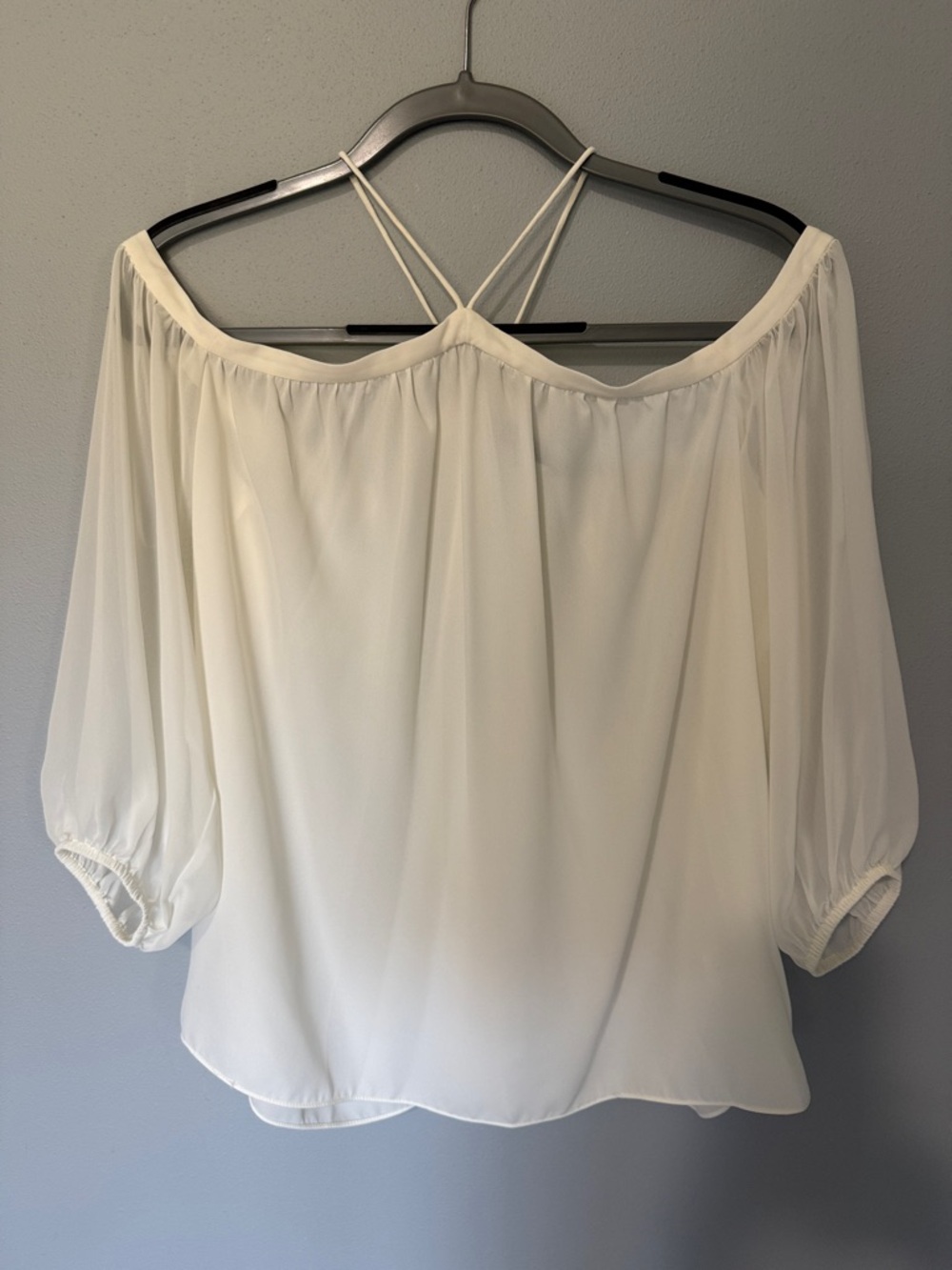 1. State Cross Neck Off-Shoulder Women's Blouse in cream